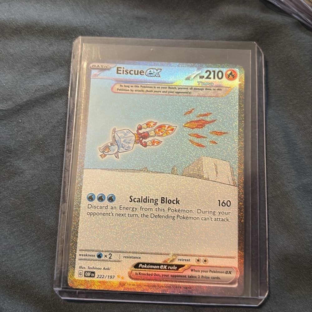 Pokemon Eiscue GX Card with Blue and Red Accents